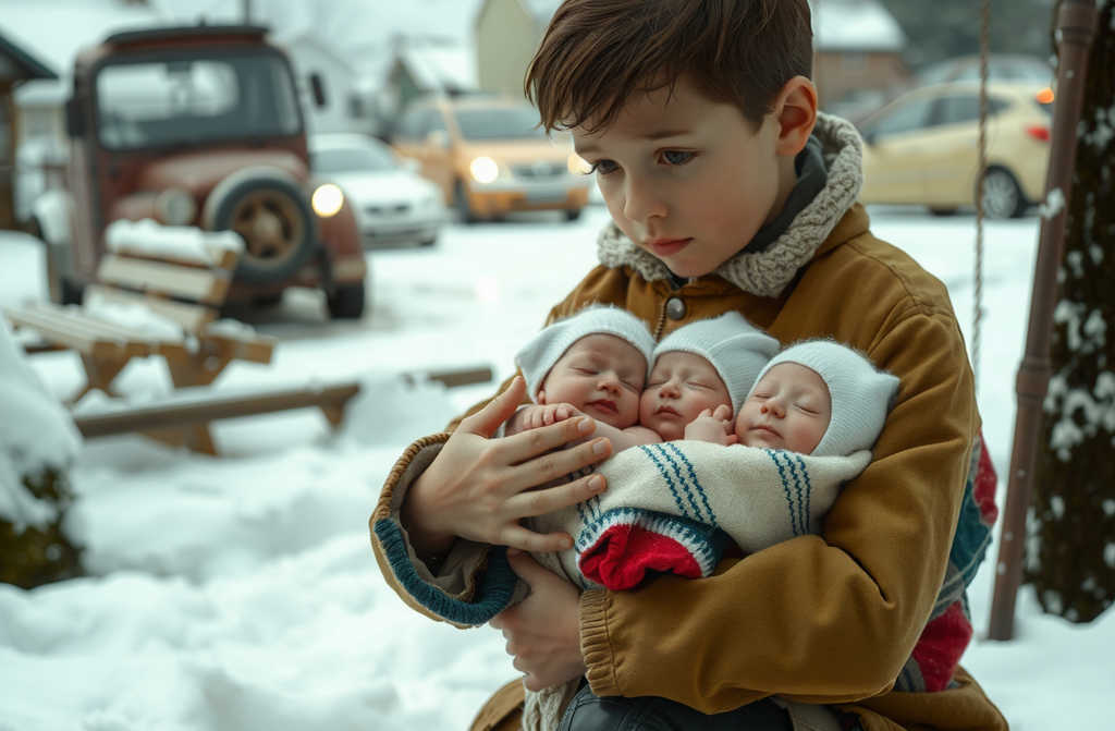 A wealthy tycoon halts his car in a snowstorm; the rag‑tag child’s bundle leaves him stunned…